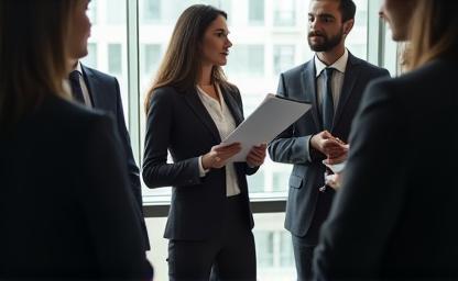 Business professionals collaborating in a training session