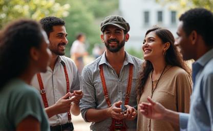 Diverse group of people discussing global cultures