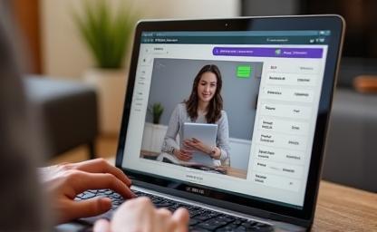 Person using a laptop for online language learning