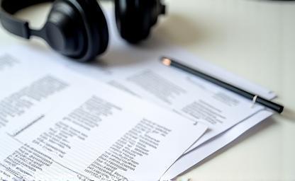 Documents and headphones symbolizing translation and interpretation services